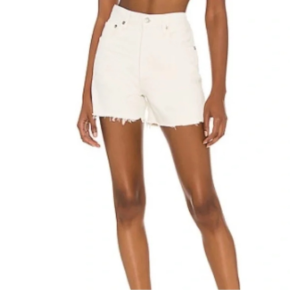 Agolde Dee High Waist White Denim Shorts